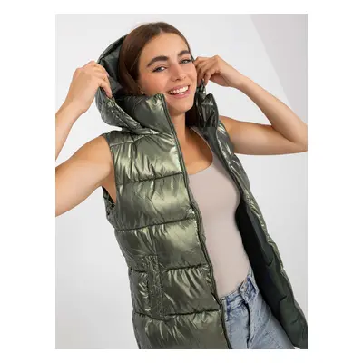 Dark green winter quilted vest