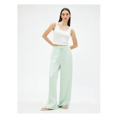 Koton Wide Leg Trousers with Pockets Tie Waist