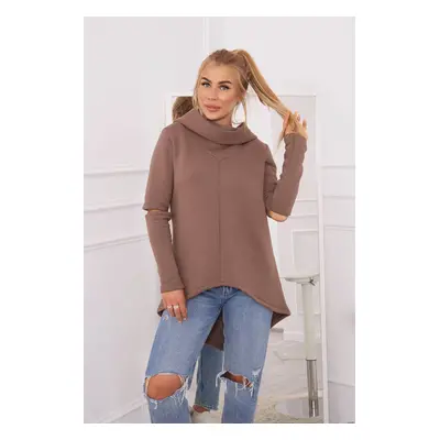 Insulated sweatshirt with a longer mocha back