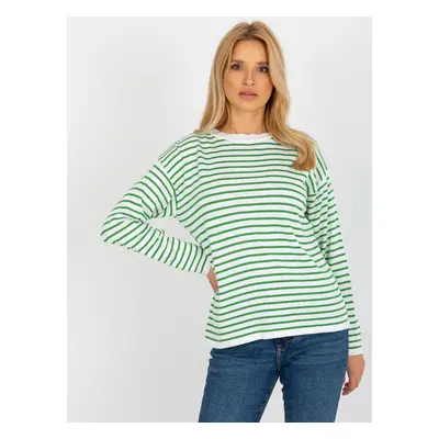 Women's white-green classic striped sweater RUE PARIS