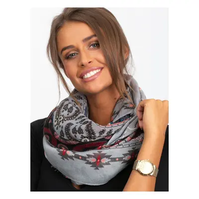 Gray scarf with folk print