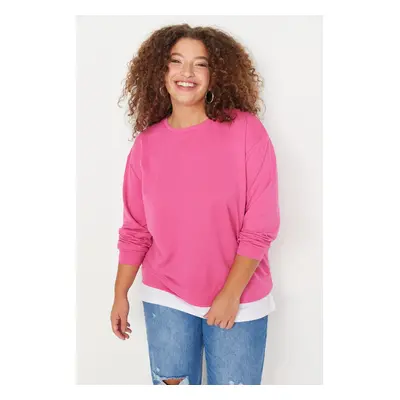 Trendyol Curve Fuchsia Bottom T-Shirt Pull-out Look Thin Knitted Sweatshirt