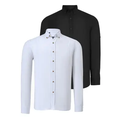 DOUBLE SET G721 DEWBERRY MEN'S SHIRT-BLACK-WHITE