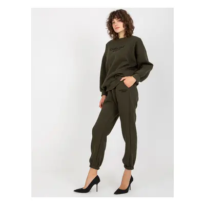 Khaki two-piece tracksuit with inscriptions