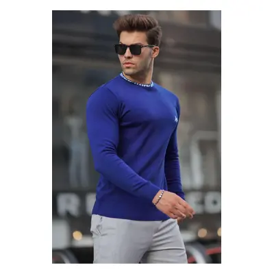 Madmext Cobalt Men's Crew Neck Knitwear Sweater