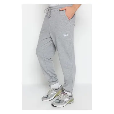 Trendyol Grey Melange Regular/Normal Cut Label Appliqued Pocket Stitched Sweatpants