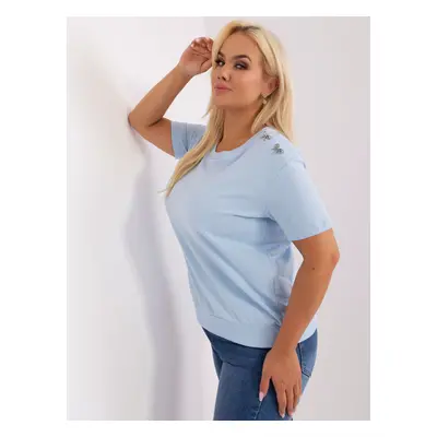 Light blue cotton blouse of larger size