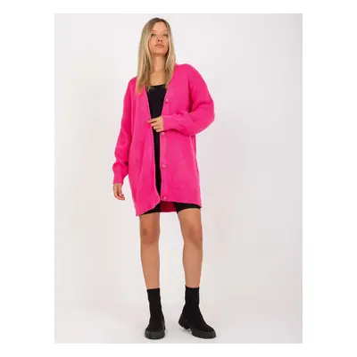 Fluo pink long cardigan with buttons RUE PARIS