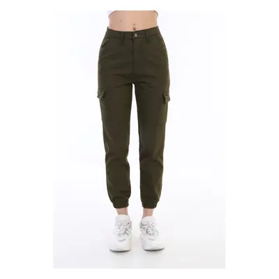 BİKELİFE Khaki Cargo Pocket Gabardine Trousers