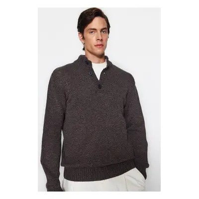 Trendyol Brown Slim Fit Half Fisherman Buttoned Knitwear Sweater