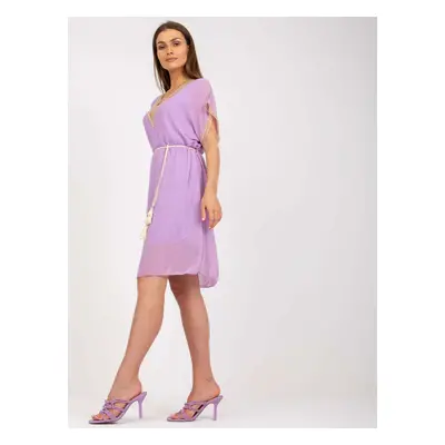 Purple airy dress of with a belt