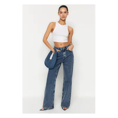 Trendyol Blue High Waist Wide Leg Jeans