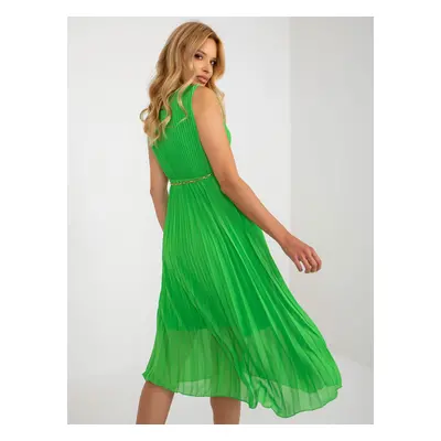 Light green midi dress with clutch neckline