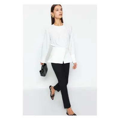 Trendyol Ecru Double Breasted Slit Detailed Woven Tunic