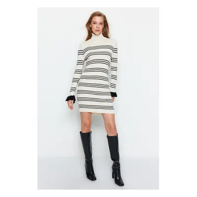 Trendyol Stone Mini Knitwear Striped Dress