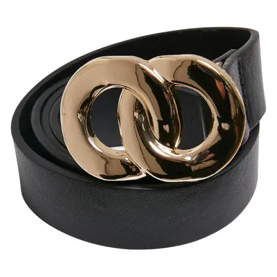 Women's belt with buckle made of synthetic leather black/gold