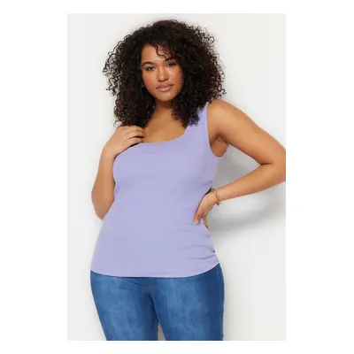 Trendyol Curve Lilac Basic Corded Knitted Square Neck Undershirt