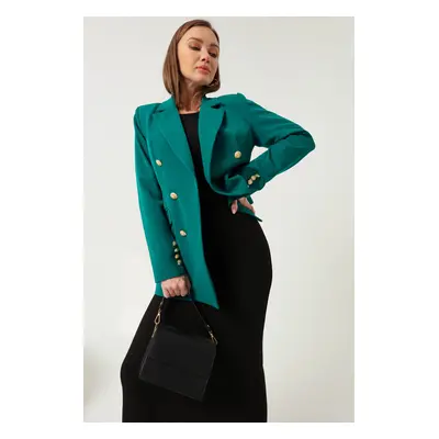 Lafaba Women's Green Gold Buttoned Jacket