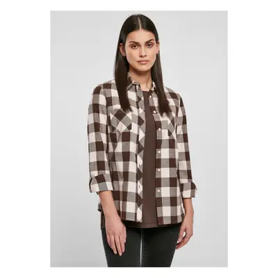 Ladies Turnup Checked Flanell Shirt Pink/Brown