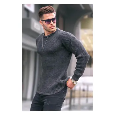 Madmext Anthracite Basic Knitwear Men's Sweater