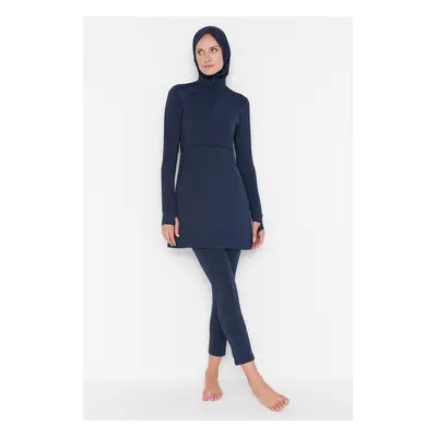 Trendyol Navy Blue hosszú ujjú Performance kötött részes fürdőruha szett TTCSS22CF0012