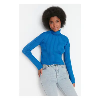 Trendyol Blue Wadding High Neck Knitwear Sweater