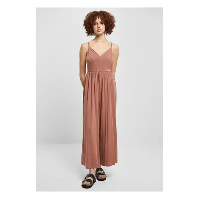 Women's modal spaghetti jumpsuit made of terracotta