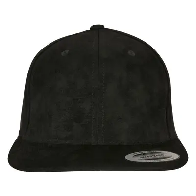 Suede Leather Snapback Black