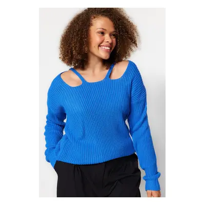 Trendyol Curve Indigo Front Window/Cut Out Detailed Knitwear Sweater