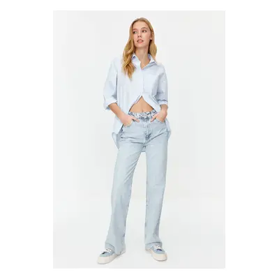 Trendyol Light Blue High Waist Wide Leg Jeans