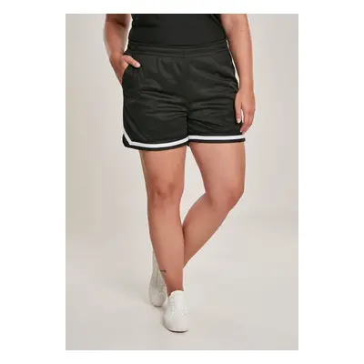 Women's Stripes Mesh Hot Pants Black