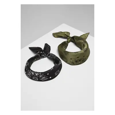 Satin scarf 2-pack blk/olive