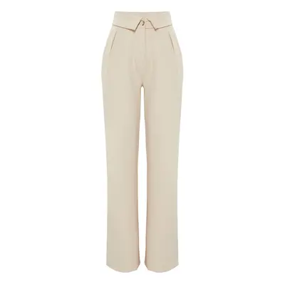 Trendyol Beige Roll Up Detail Wide Leg Woven Trousers