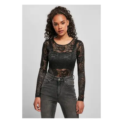 Women's Long Sleeve Lace Body Black