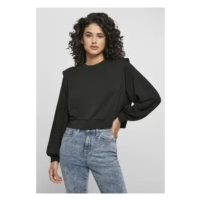 Women's Terry Crewneck modal with padded shoulders, black