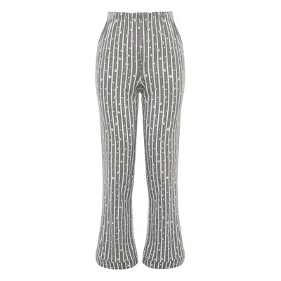 Trendyol Anthracite Cotton Striped Knitted Pajama Bottoms