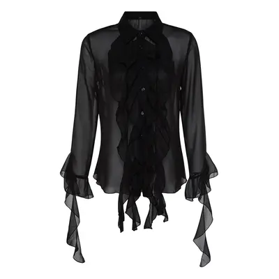 Trendyol Black Flounce Woven Chiffon Shirt