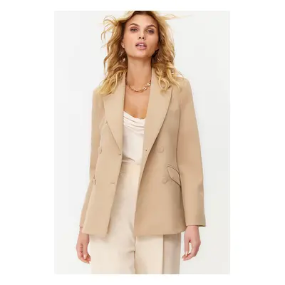 Trendyol Light Brown Regular Lined Double Breasted Closure Woven Blazer Jacket