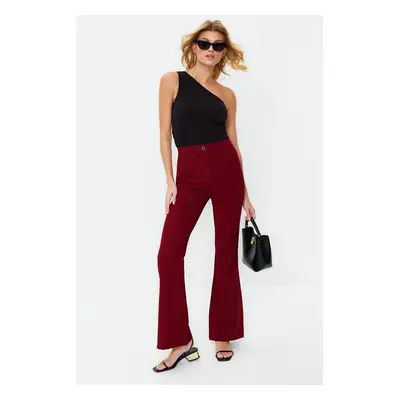 Trendyol Burgundy Flare Flare High Waist Woven Trousers