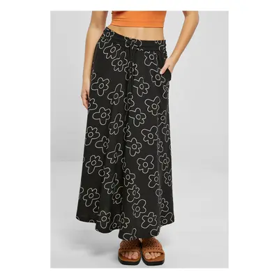 Women's viscose midi skirt blackflower