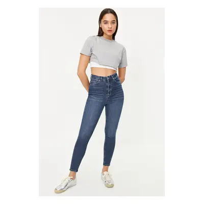 Trendyol Dark Blue Vintage High Waist Skinny Jeans