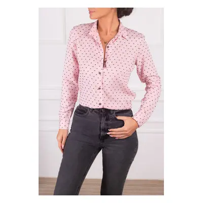 armonika Women's Pink Patterned Long Sleeve Shirt