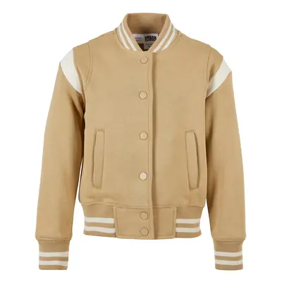 Girls' inset College Sweat Jacket union beige/white sand