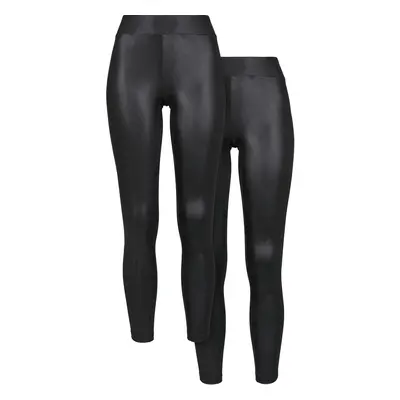 Women's Synthetic Leather Leggings Pack Black+Black