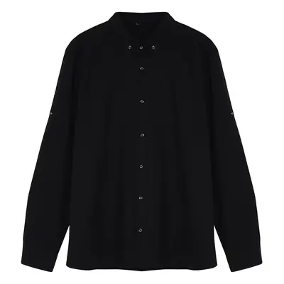 Trendyol Large Size Black Regular Fit Comfortable Button Collar Shirt