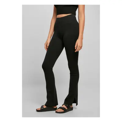 Women's high-waisted leggings with side slit black