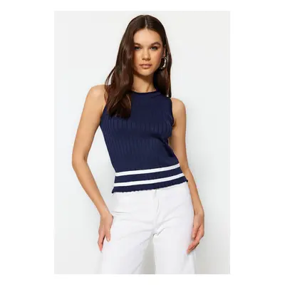 Trendyol Navy Blue Basic Color Blocked Knitwear Blouse