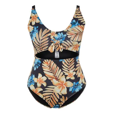 Trendyol Curve Blue Tie Detailed Floral Patterned Swimsuit