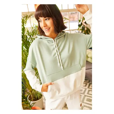 Olalook Women's Mint Green 2-Color Oversize Sweatshirt