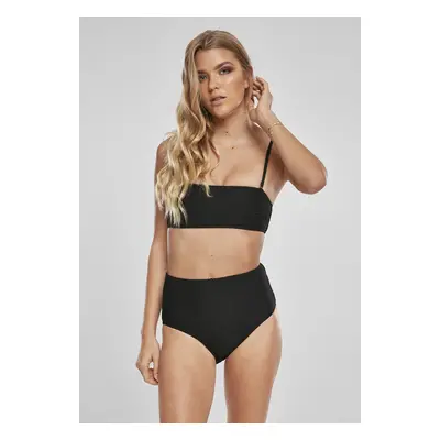 Women's High Waisted Bandeau Bikini Black